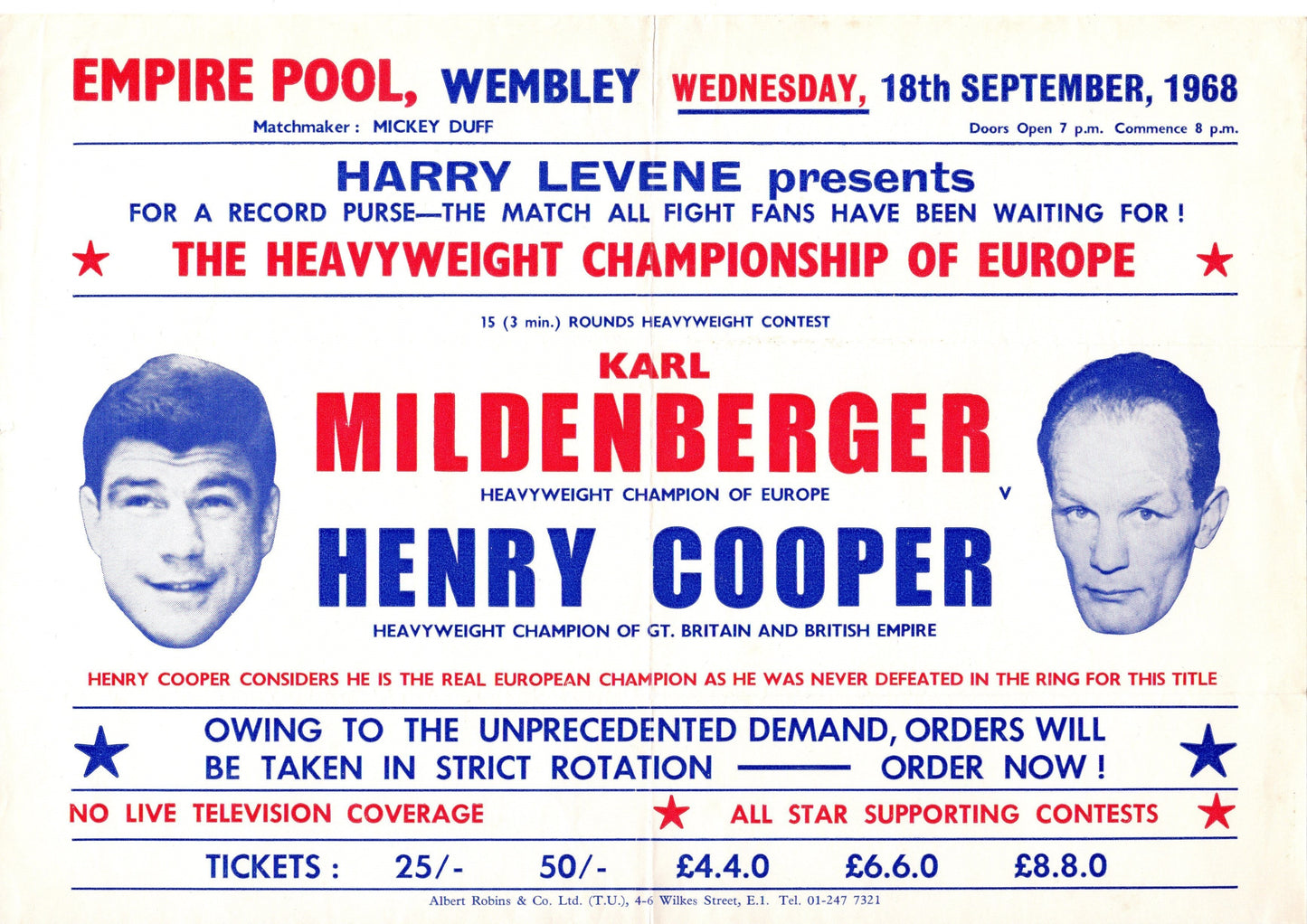 Karl Mildenberger v Henry Cooper 1968