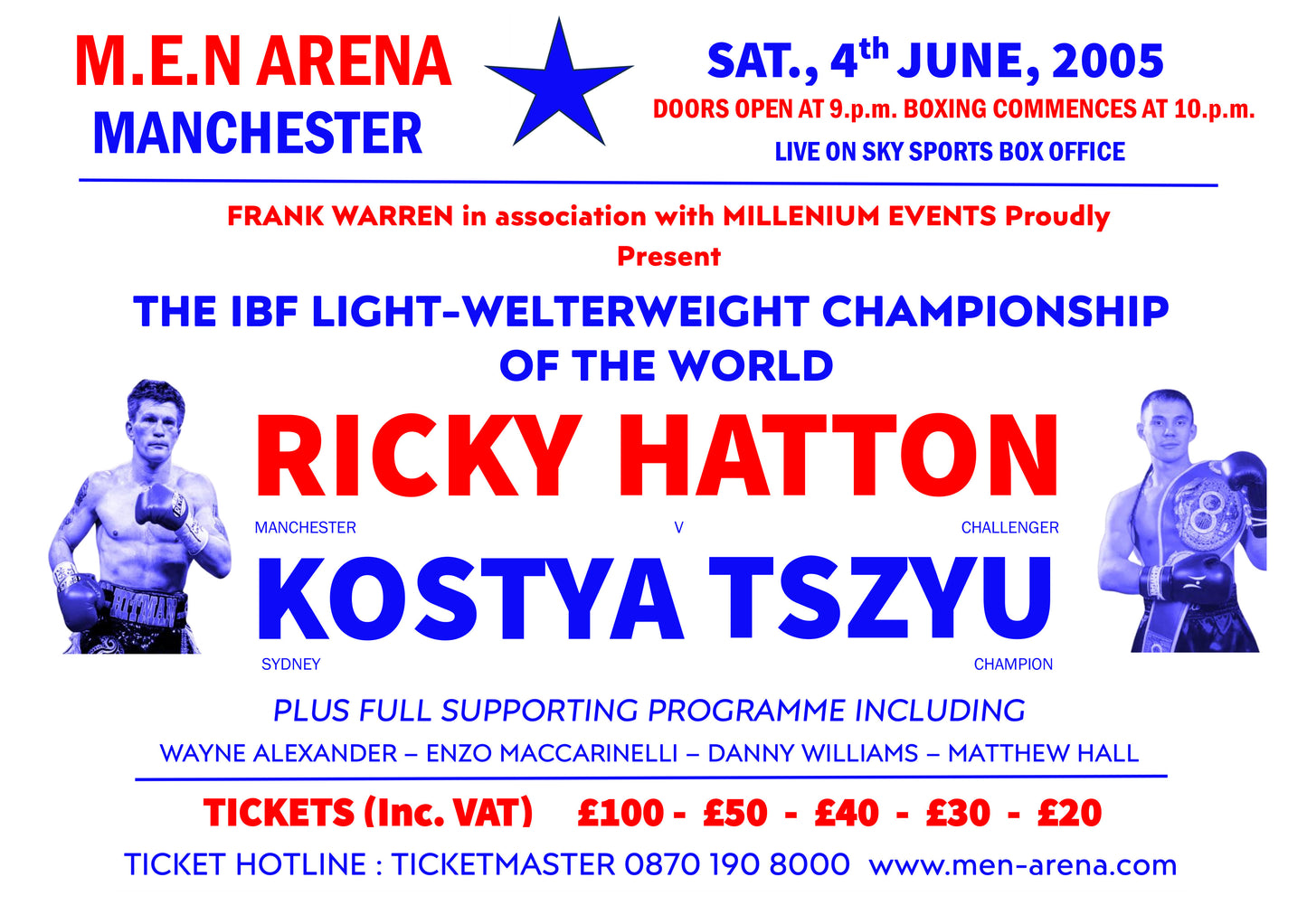 Ricky Hatton v Kostya Tszyu 1960s Flyer