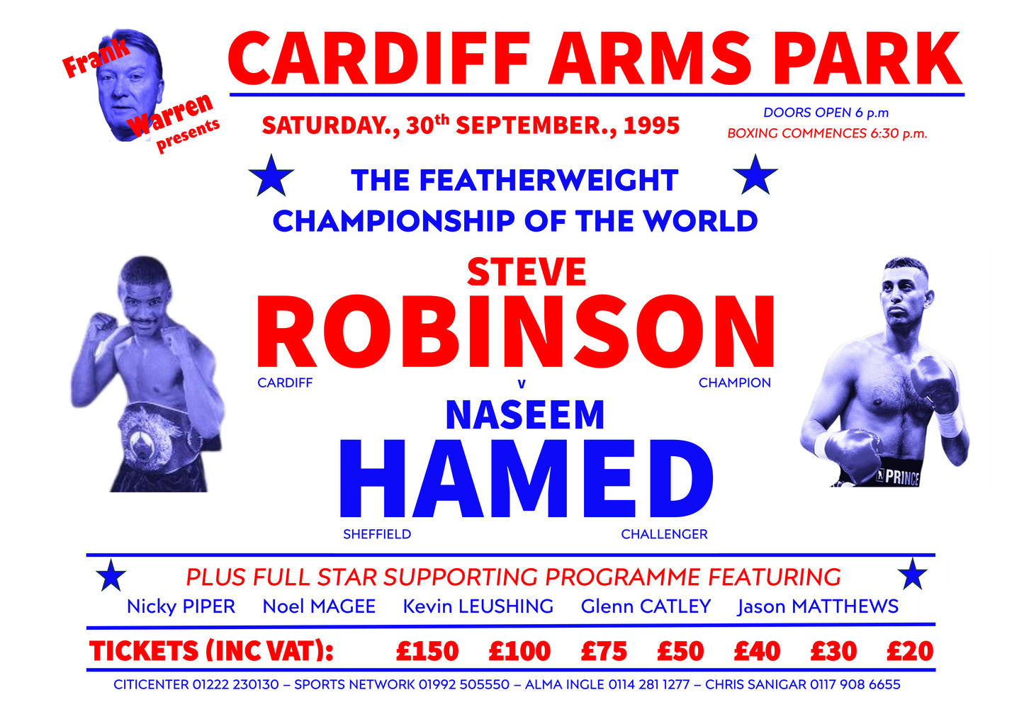 Steve Robinson v Naseem Hamed 1960s Flyer