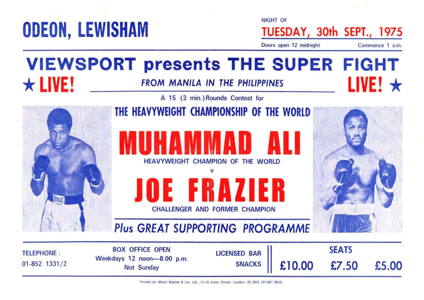 Muhammad Ali v Joe Frazier Cinema Poster 1975