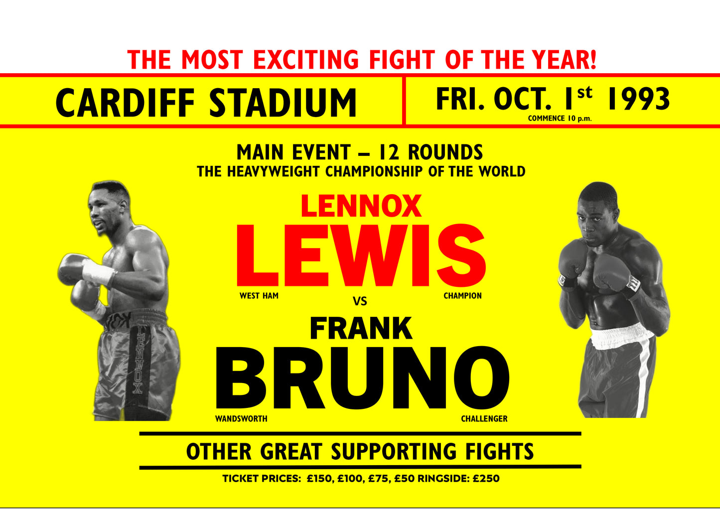 Lennox Lewis v Frank Bruno 1960s Poster RY