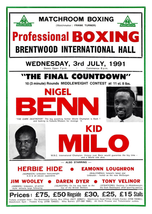 Nigel Benn v Kid Milo 1991