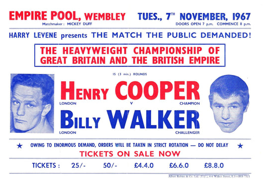 Henry Cooper v Billy Walker 1967