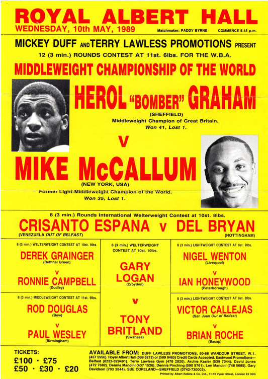 Herol Graham v Mike McCallum 1989
