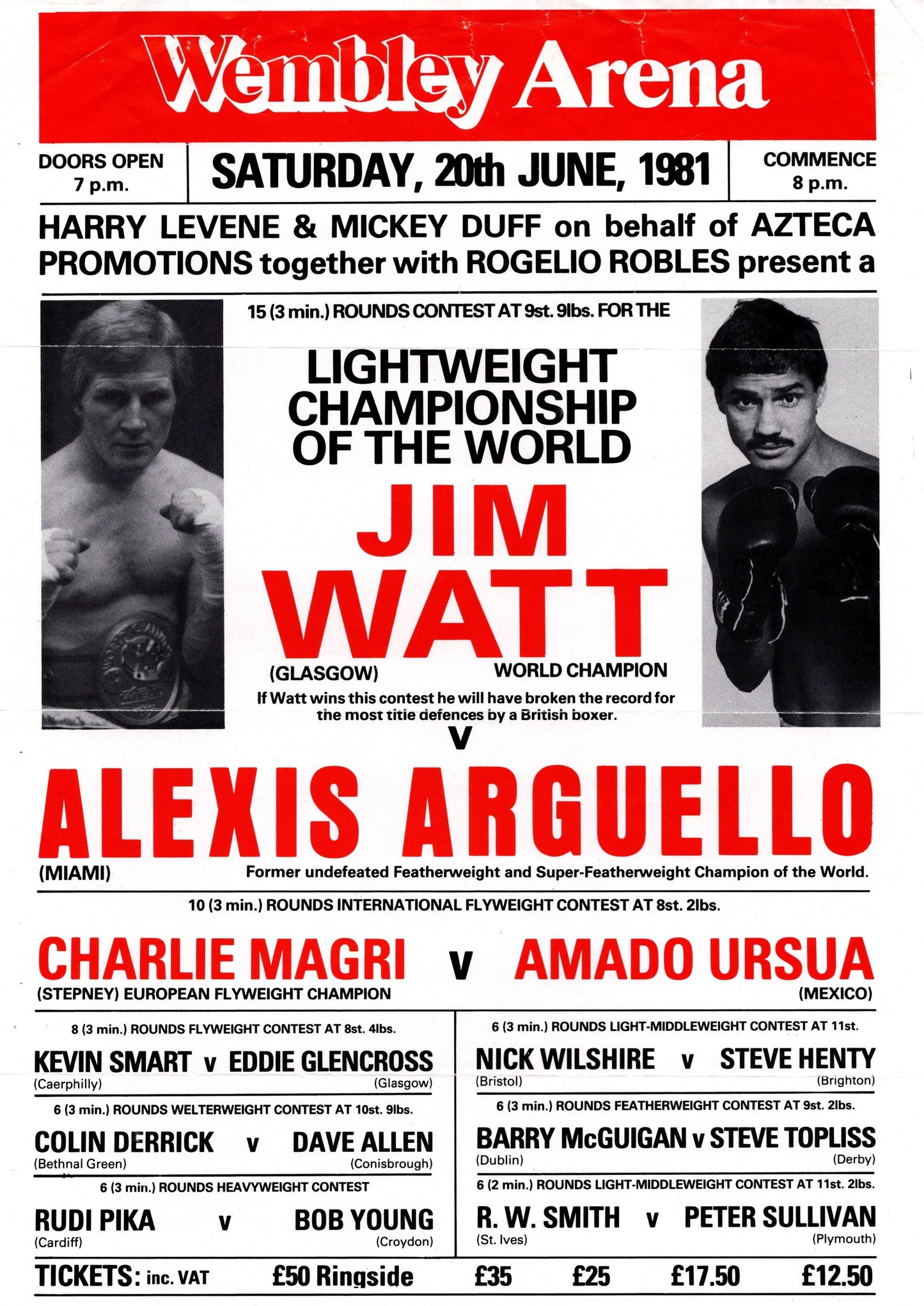 Jim Watt v Alexis Arguello 1981