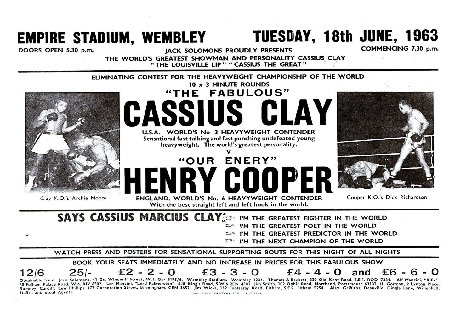 Cassius Clay v Henry Cooper 1963 Flyer