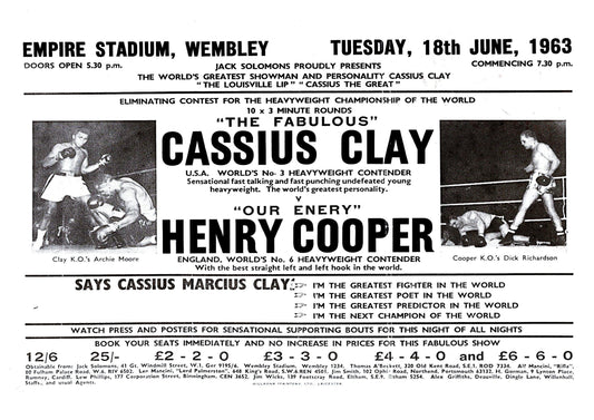 Cassius Clay v Henry Cooper 1963 Flyer
