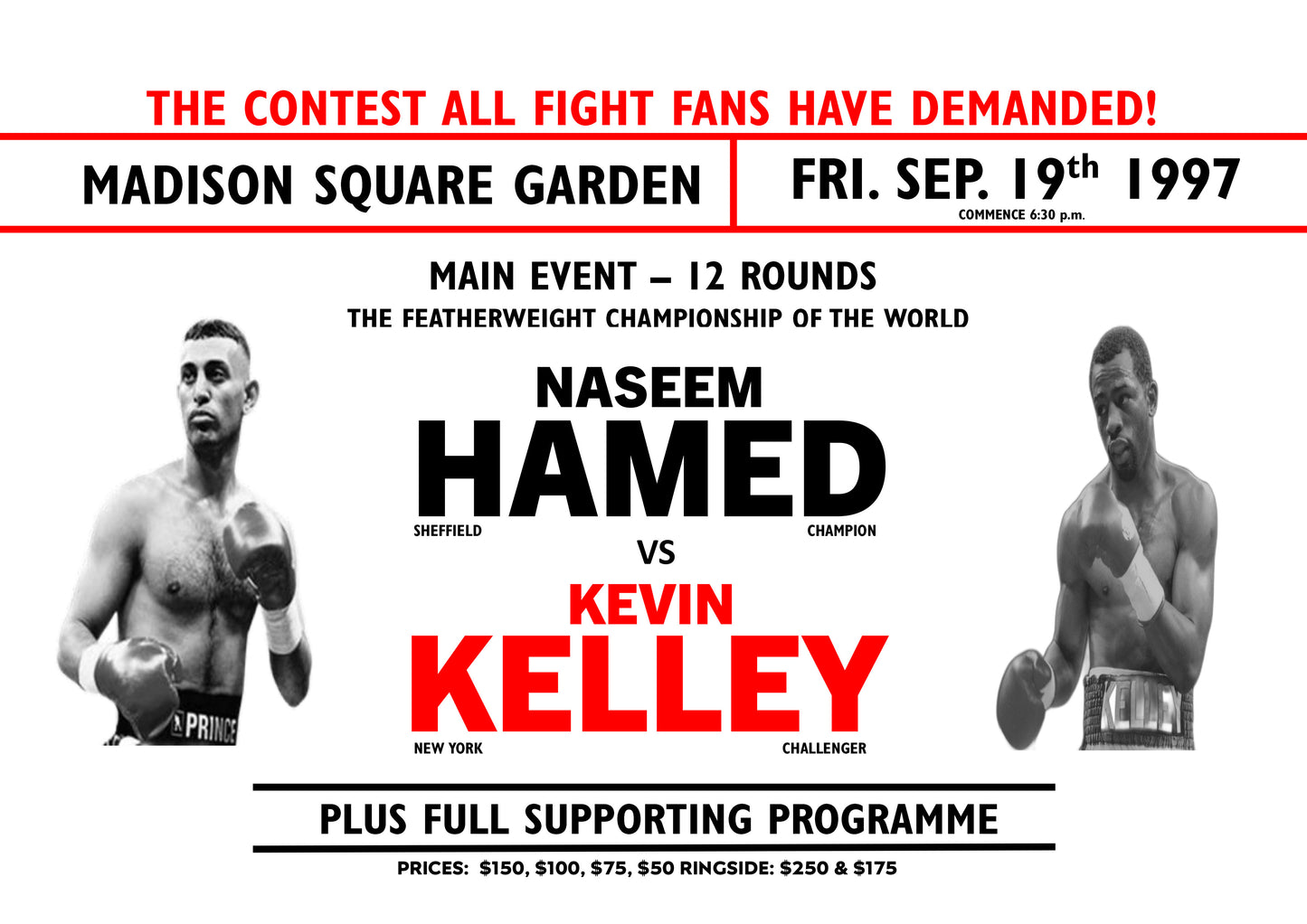 Naseem Hamed v Kevin Kelley 1960s Poster