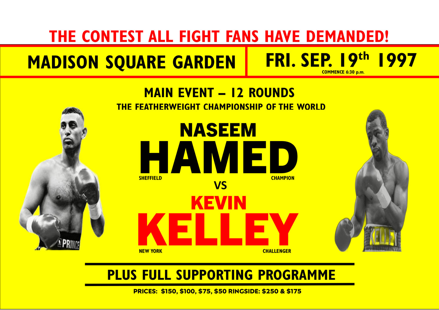 Naseem Hamed v Kevin Kelley 1960s Poster RY
