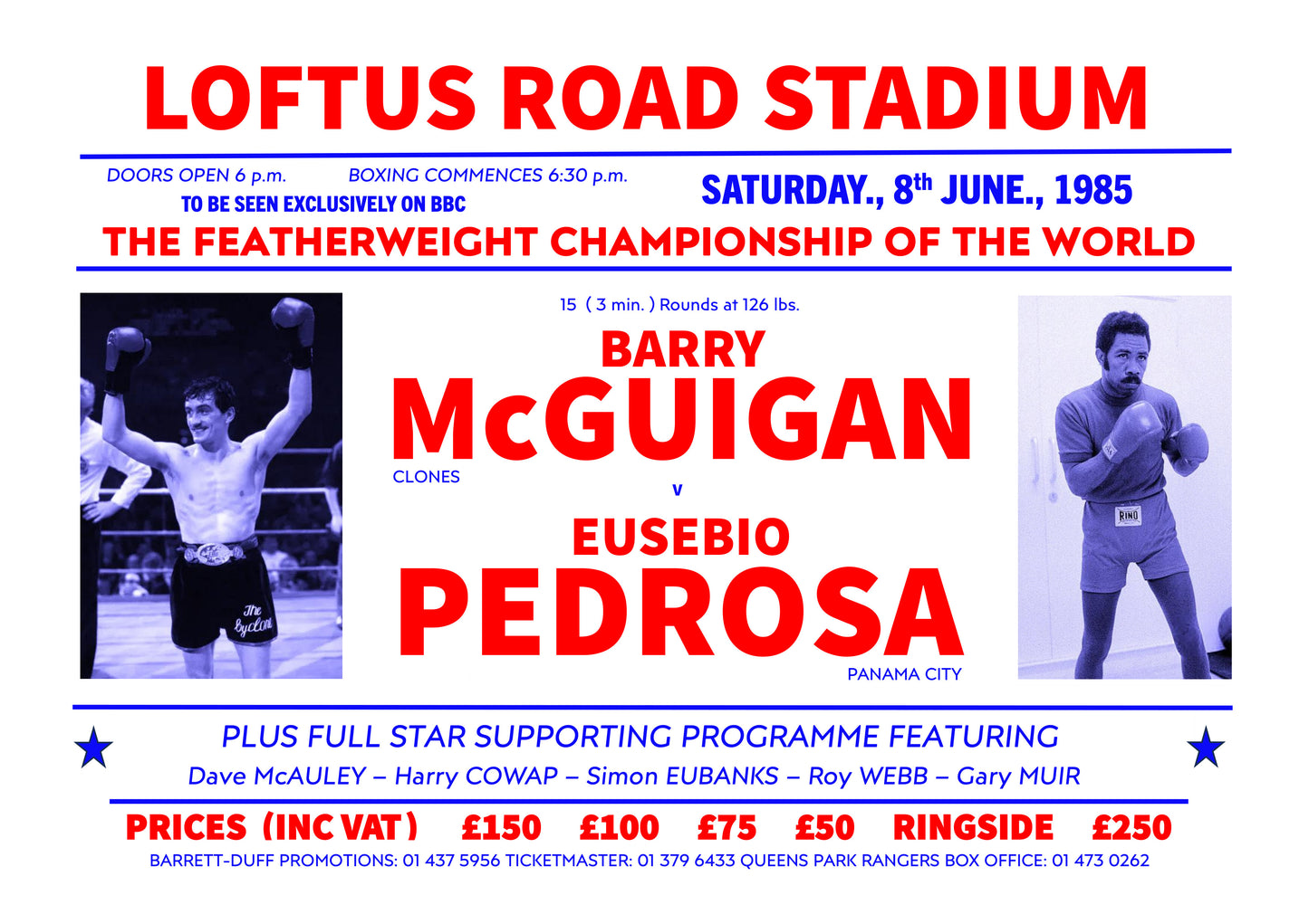 Barry McGuigan v Eusebio Pedrosa 1960s Poster